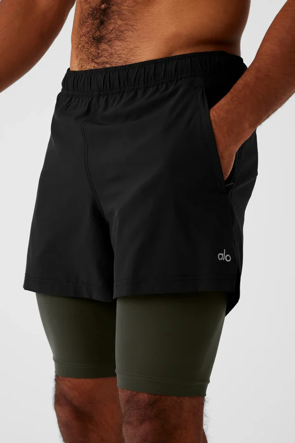 5 Revival 2-in-1 Short - Black/Stealth Green