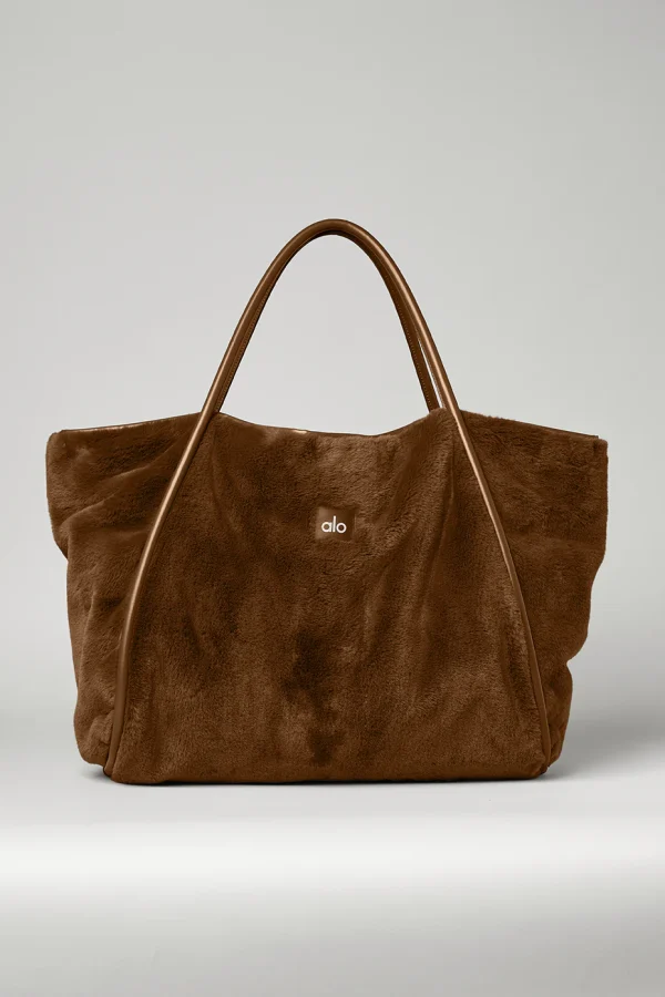 Faux Fur Tote Bag - Chocolate
