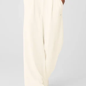 High-Waist Cozy Day Wide Leg Pant - Ivory