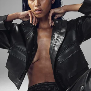 Faux Leather Power Hour Jacket - Black