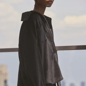 Ribbed Velour Mountain Side Shacket - Black