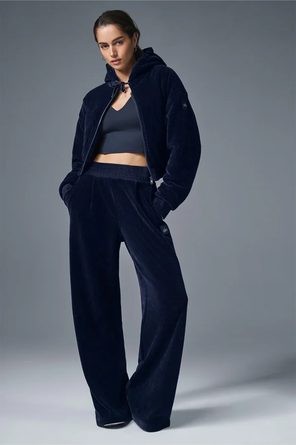 Cropped Cozy Day Full Zip Jacket - Navy