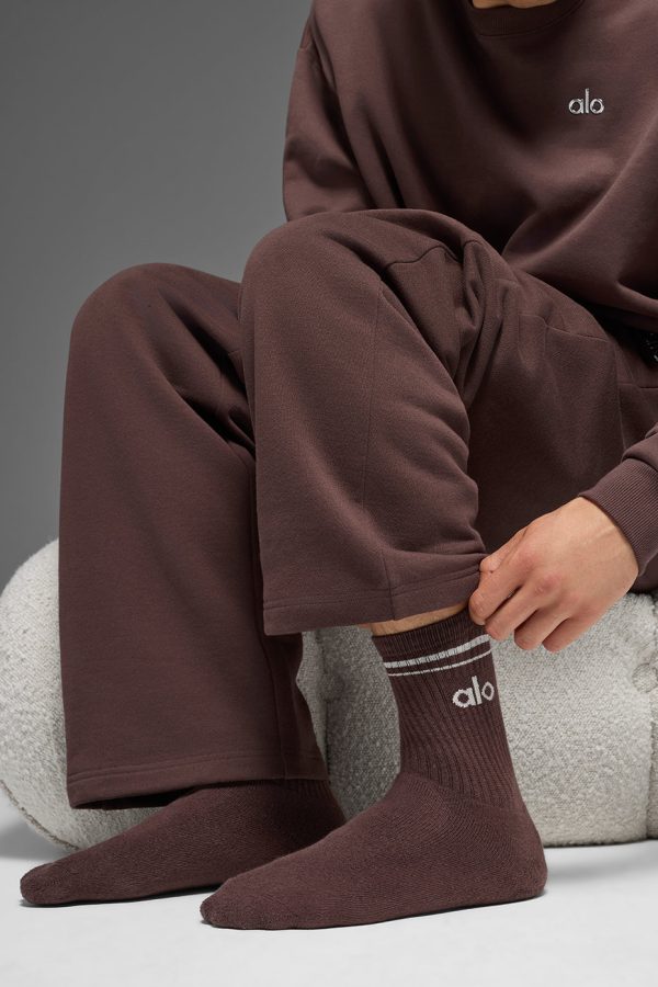 Unisex Half-Crew Throwback Sock – Brownstone/White