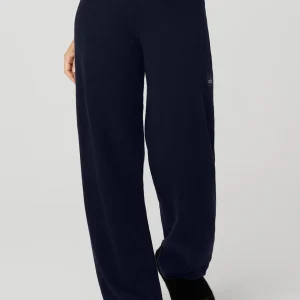 Cashmere High-Waist Jet Set Wide Leg Pant - Navy