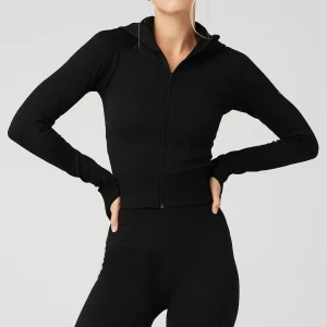 Seamless Cable Knit Jacket - Black