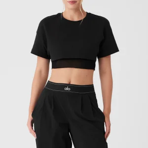 Made You Look Cropped Short Sleeve Tee - Black
