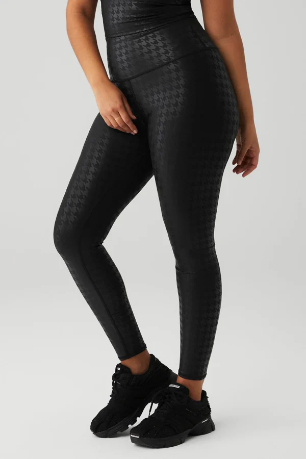 Airlift High-Waist Glimmer Houndstooth Legging - Black