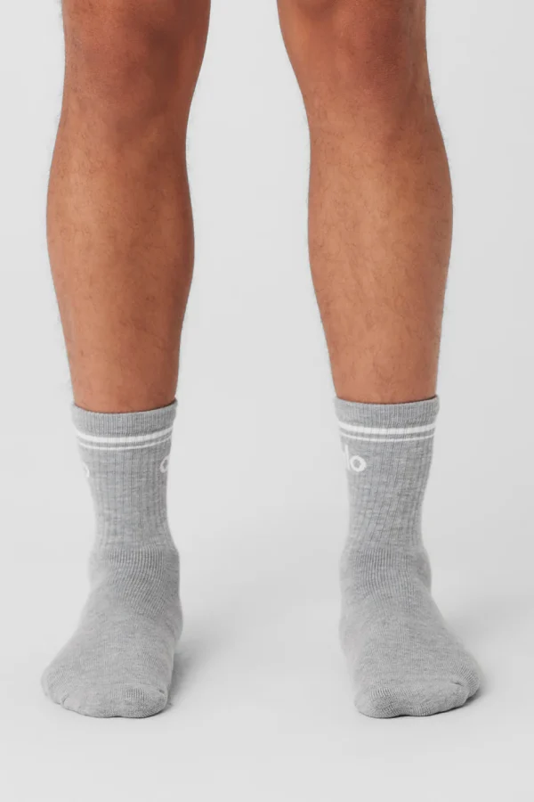 Unisex Half-Crew Throwback Sock - Athletic Heather Grey/White