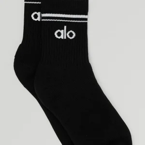 Unisex Half-Crew Throwback Sock - Black/White
