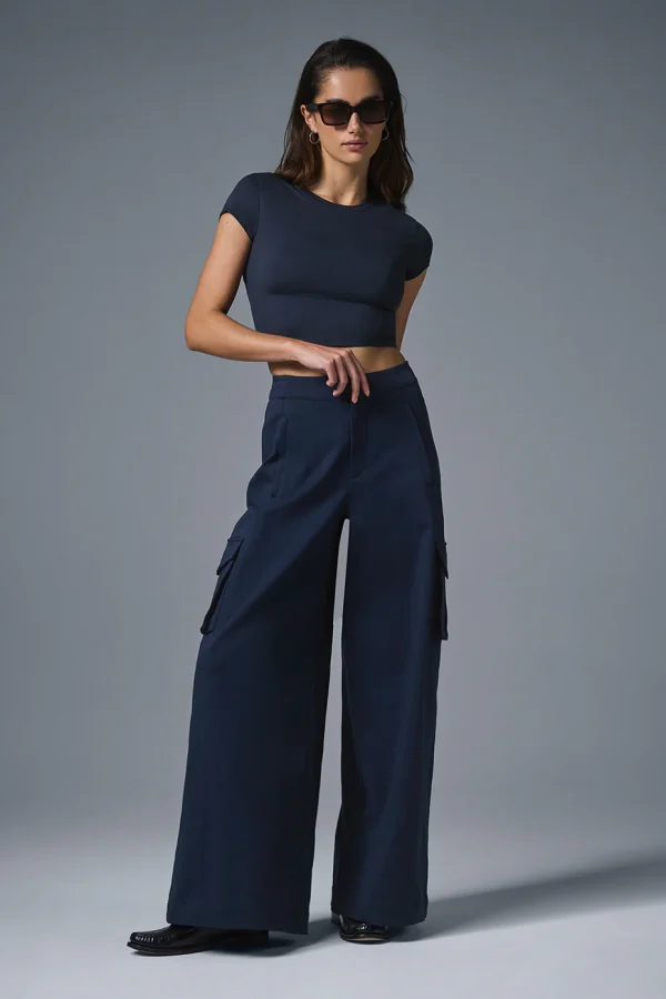 Alosoft Crop Finesse Short Sleeve - Navy