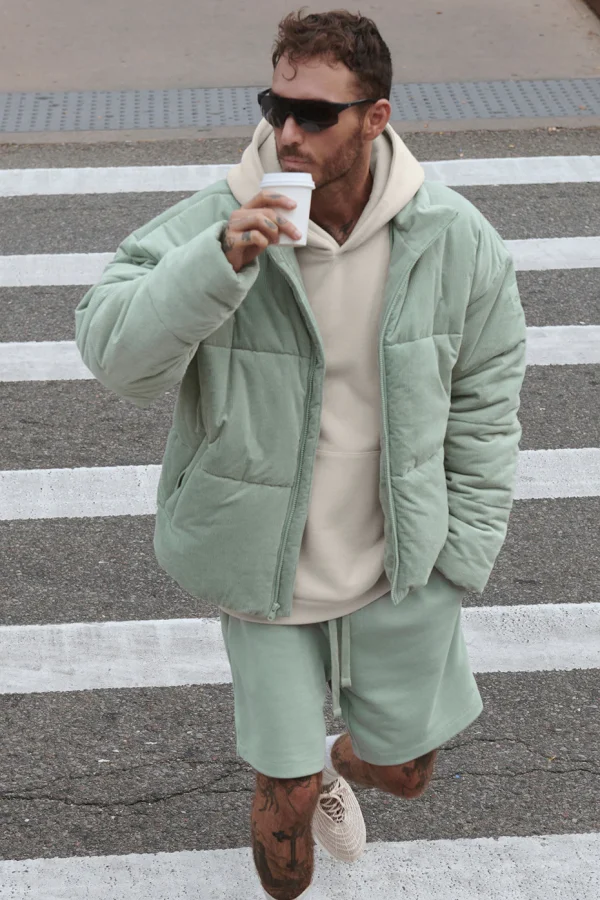 Corduroy Stage Puffer - Icy Sage