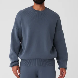 Scholar Crew Neck Sweater - Bluestone