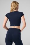 Alosoft Crop Finesse Short Sleeve – Navy
