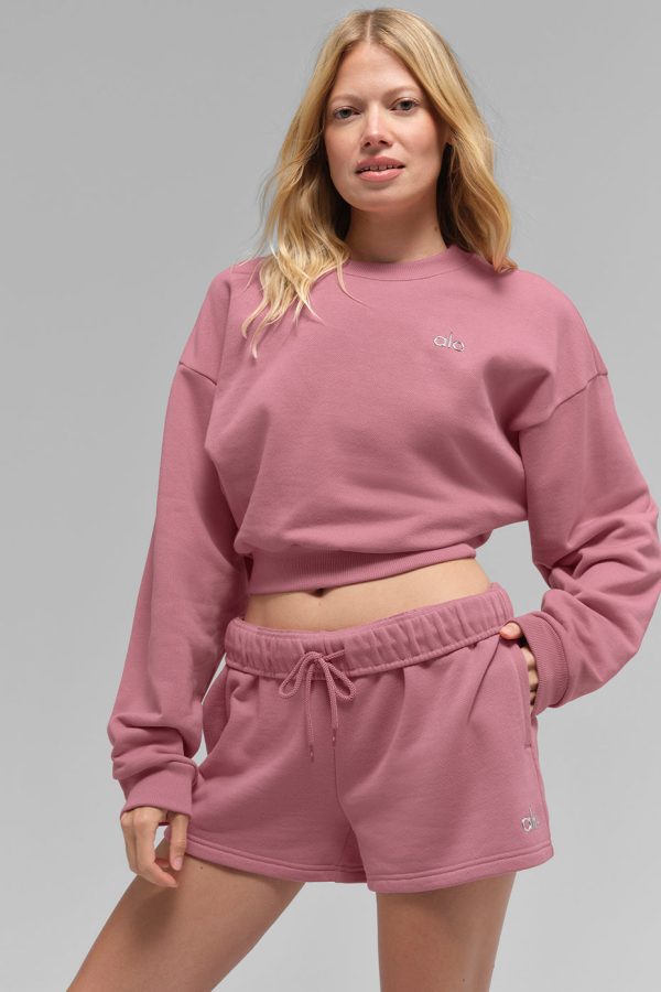 Cropped Accolade Crewneck – Pink Wild Rose