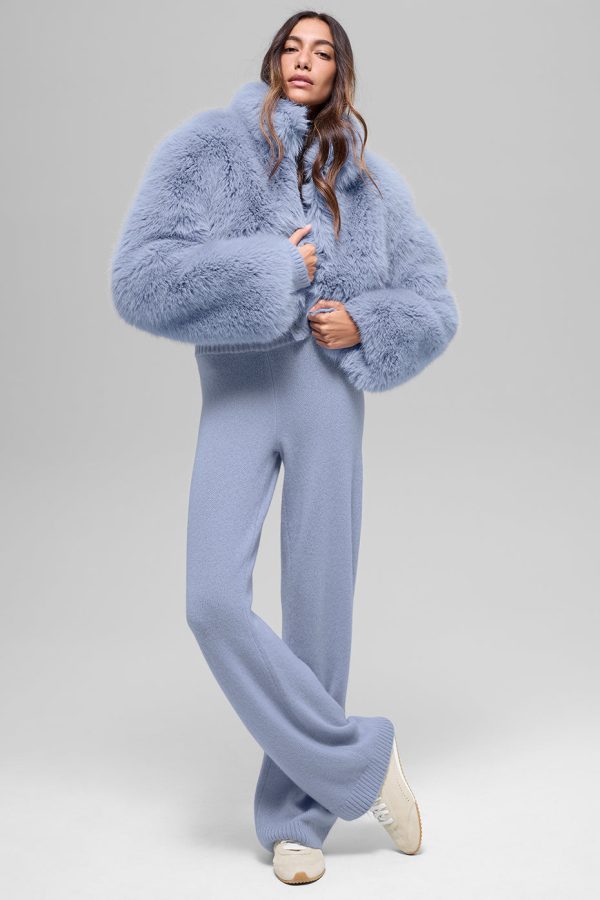 Opulent Faux Fur Cropped Jacket ?C Winter Frost