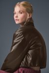 Faux Leather Cropped Premier Bomber – Espresso