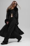 Faux Fur Trimmed Longline Coat ?C Black