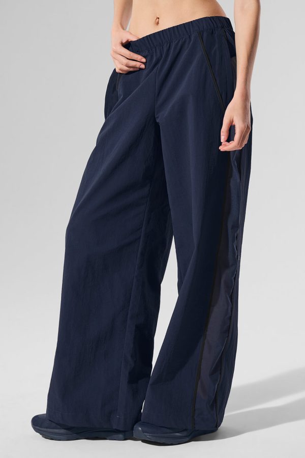 High-Waist Origin Wide Leg Track Pant – Navy/Black