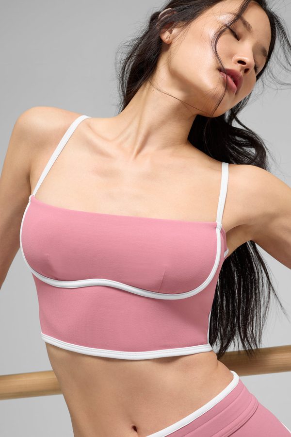 Airbrush Streamlined Bra Tank – Pink Wild Rose/White