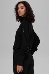 Waffle Weekend Escape Mock Neck Long Sleeve ?C Black