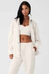 Ribbed Velour Mountain Side Shacket ?C Ivory