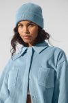 Ribbed Velour Mountain Side Shacket ?C Celestial Blue