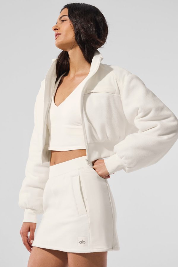 Polar Fleece Cropped Wintry Mix Jacket ?C Ivory