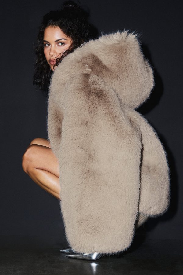 Opulent Faux Fur Statement Jacket ?C Oat