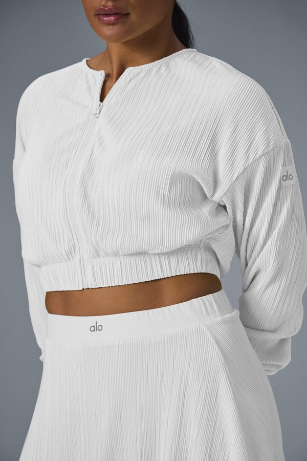 Cropped Micro Plisse Jacket ?C White