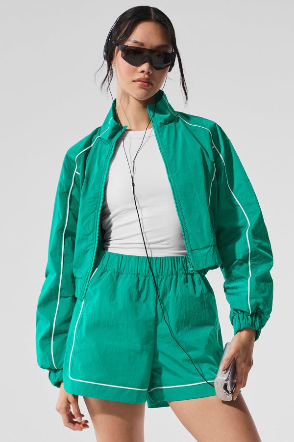 Motivate Full-Zip Track Jacket ?C Spruce Green/White
