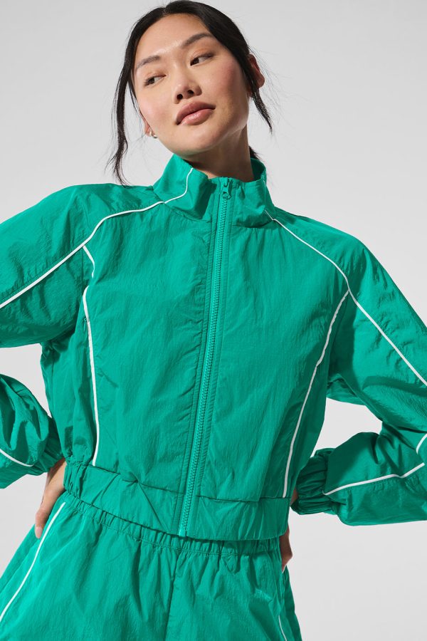 Motivate Full-Zip Track Jacket ?C Spruce Green/White
