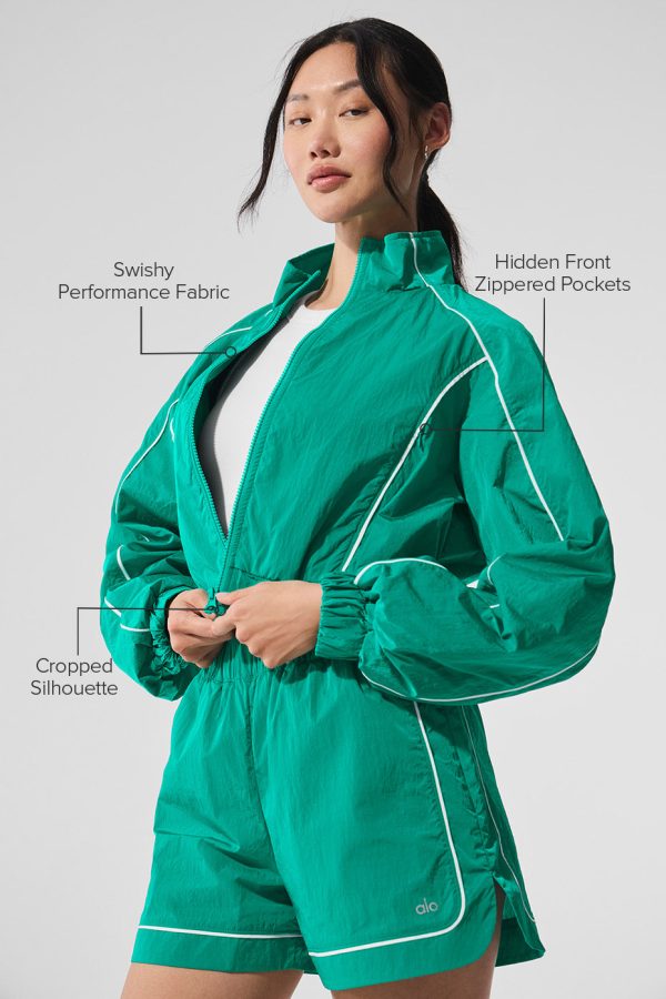Motivate Full-Zip Track Jacket ?C Spruce Green/White