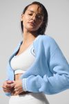 Tennis Club Sweater Knit Full Zip Jacket ?C Seashell Blue/White