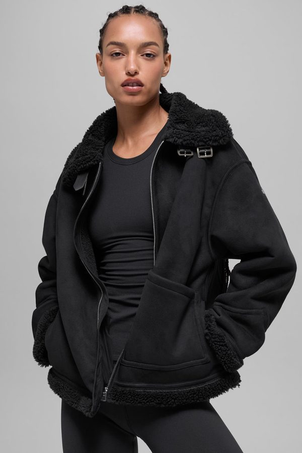 Faux Shearling Grand Jacket ?C Black