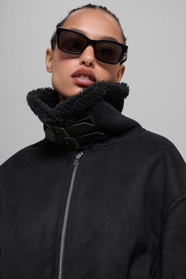 Faux Shearling Grand Jacket ?C Black