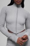 Seamless Two Tone Rib Jacket ?C Light Misty Grey Heather