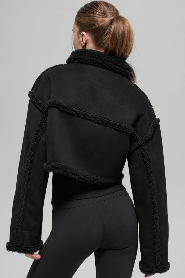 Faux Shearling Snowfall Cropped Jacket ?C Black