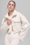 Faux Shearling Snowfall Cropped Jacket ?C Ivory