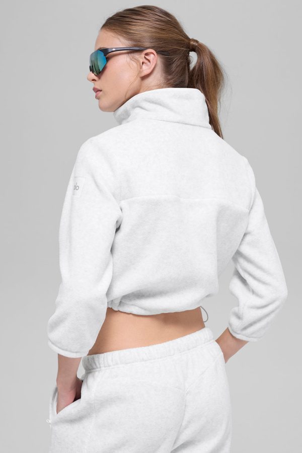 Polar Fleece Retreat Cropped Jacket ?C White Heather Grey