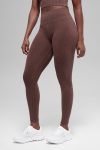 Seamless High-Waist Two Tone Rib Legging ?C Brownstone Heather