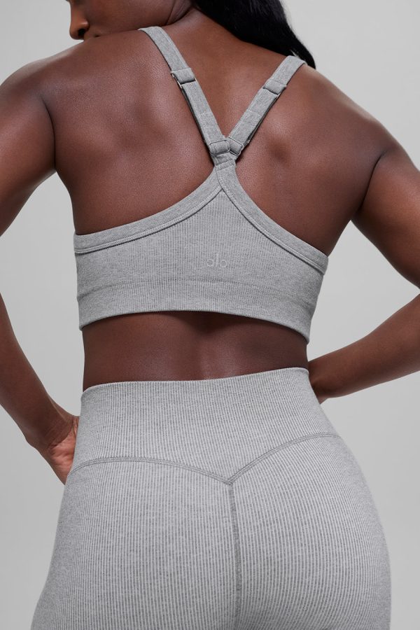 Seamless Two Tone Rib Bra ?C Light Misty Grey Heather